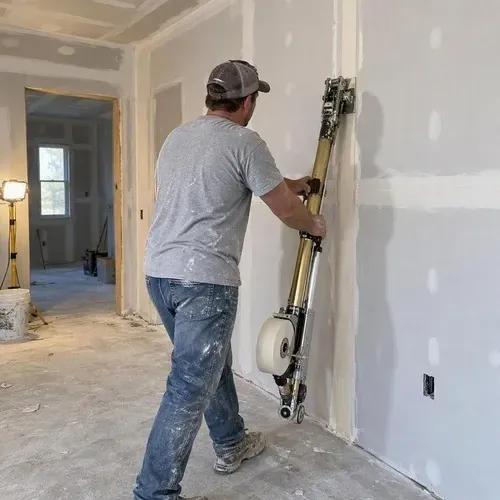 Automatic taper running along a wall seam during drywall taping and finishing in Kingston, ON
